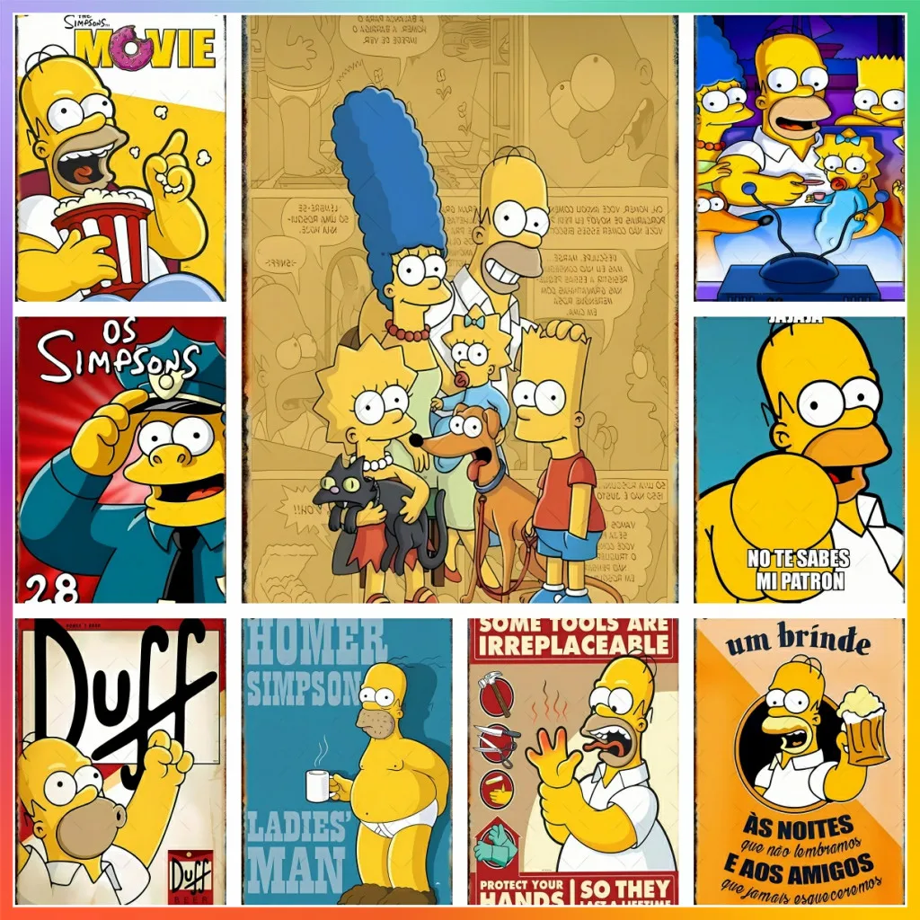 Pintura de diamantes de cómic de Disney Vintage Simpson, Kit de punto de cruz de creación completa Artificial, mosaico de bordado de casa, arte DIY 5D, divertido