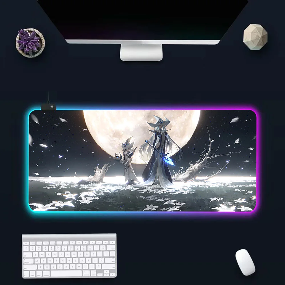 Yu-Gi-Oh! RGB Pc Gamer Keyboard Mouse Pad Mousepad LED Glowing Mouse Mats Rubber Gaming Computer Mausepad