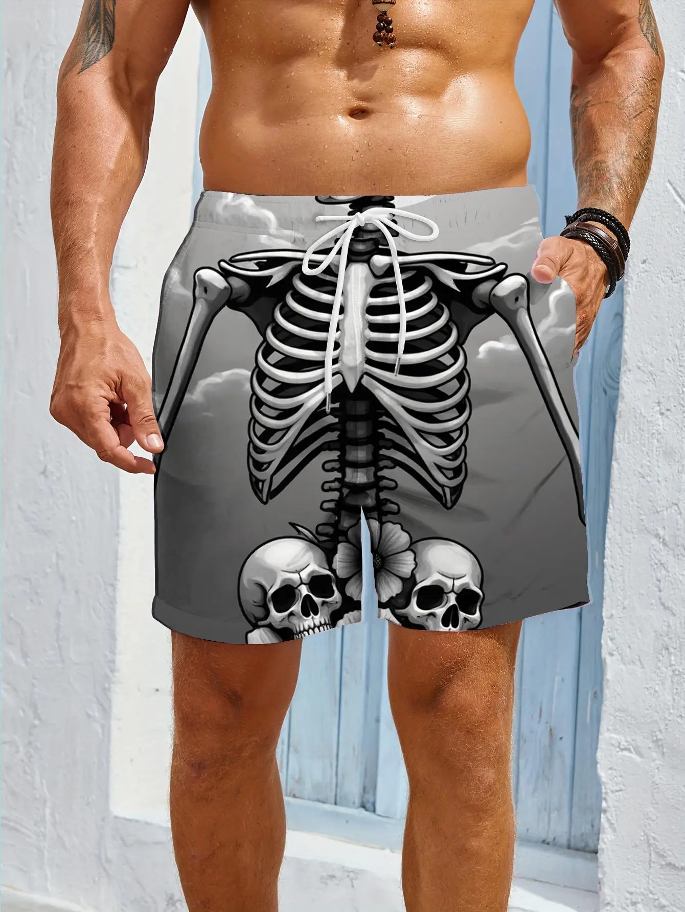 

1pcs Men's Short swim trunks2026 Summer 3D Printed Short sleeve Breathable Polyester Quick drying running