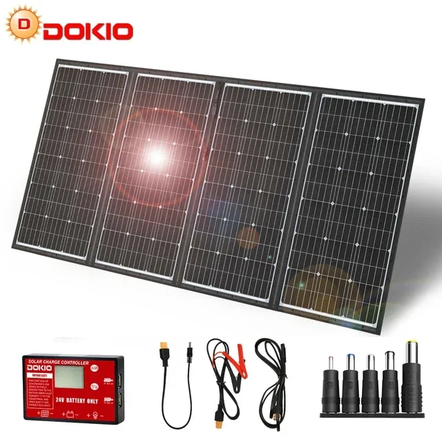 

Dokio 300W 36V High Efficience Monocrystalline Flexible Foldable Portable Solar Panel For Powerbank/Camping Caravan/Boat/Car