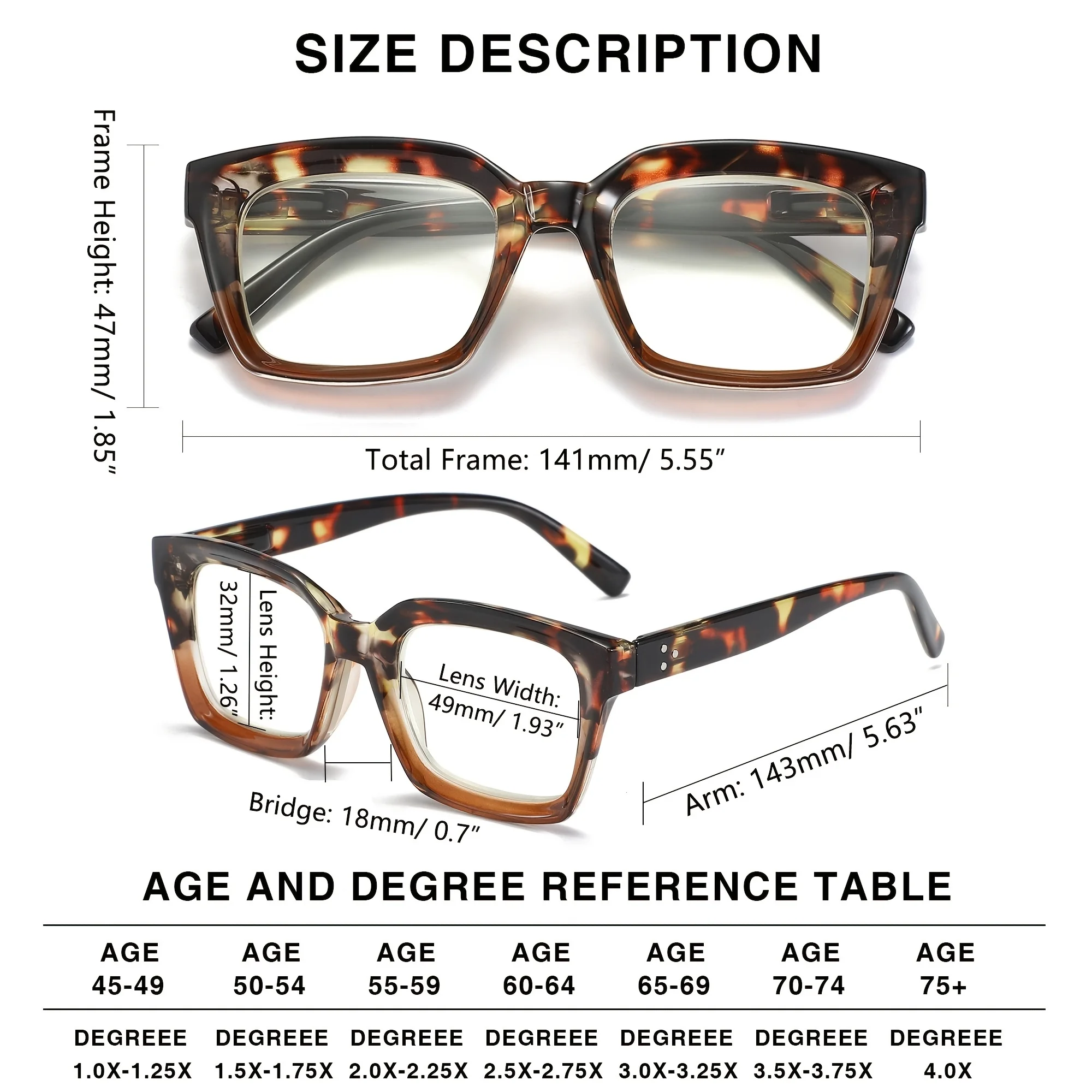 1 قطعة نظارات متعددة البؤر التقدمية جديدة أنيقة 3 في 1 نظارات طبية للنساء (قصر النظر وطول النظر والقراءة) +1.0 إلى +3.0 #6