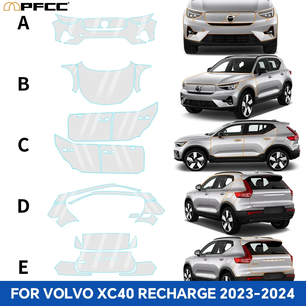 For Volvo XC40 Recharge 2023-2025 TPU Paint Protection Film Clear Bra Car Body Anti-scratch Pre-cut PPF Resistant Invisible Kit