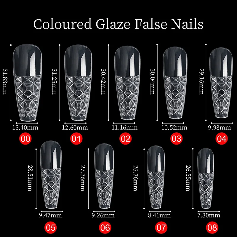 120pcs Long Coffin Fake Nails Trapezoidal False Coloured Glaze Press on Nails Tips Set Extension Nail Supplies Tools