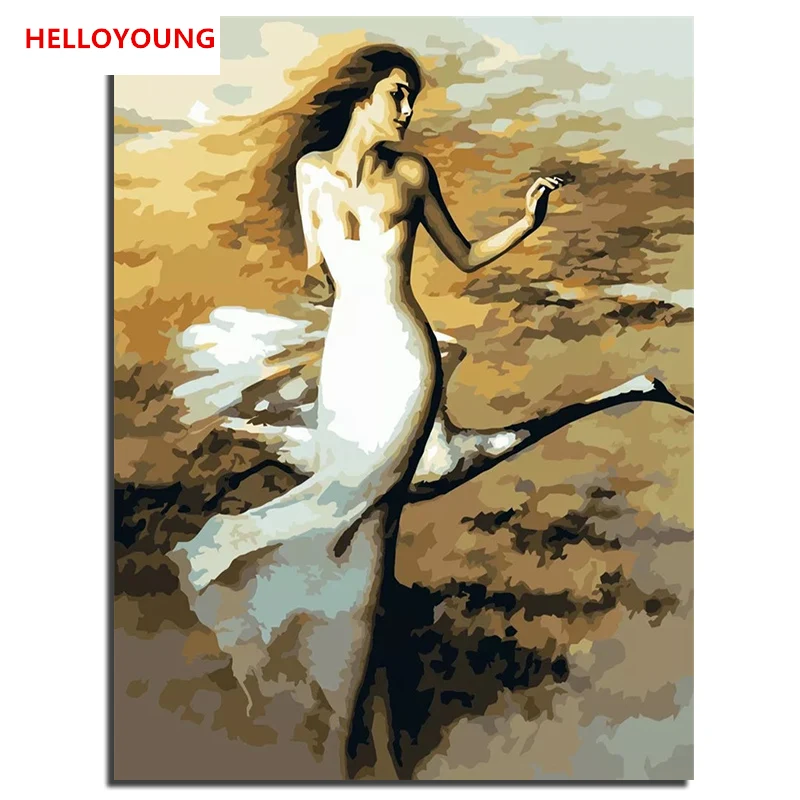 

YH037 DIY Handpainted Oil Painting Swan dancer Digital Painting by numbers oil paintings chinese scroll paintings Home Decor