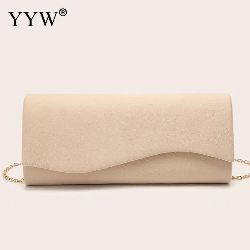 Simple Solid Color Satin Clutch Handbag for Women Elegant Envelope Clutch Bags Metal Chain Crossbody Shoulder Messenger Purse