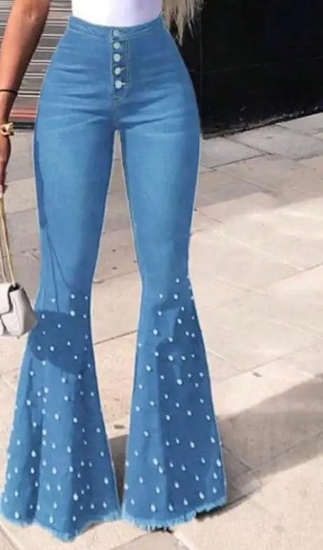 2026 جديد مثير مطاطا الجينز مسمار حبة متوهج السراويل أنيقة الإناث بنطلون عادية أسفل الملابس النسائية