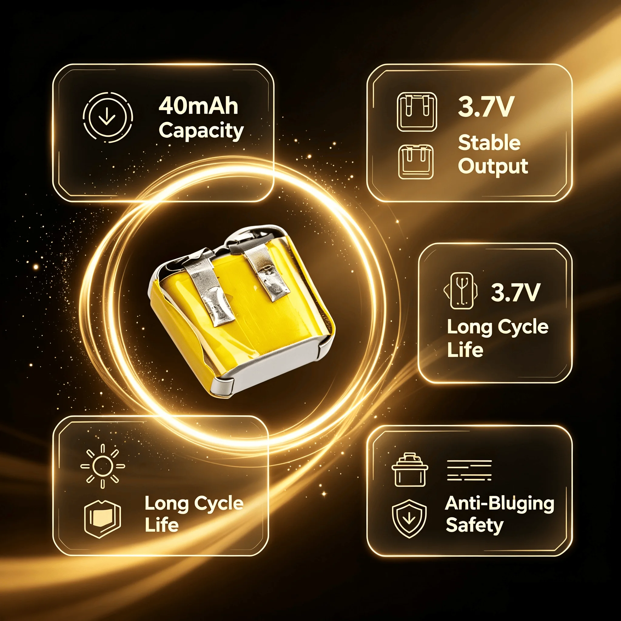 501012 3.7V 40mAh Li‑Po Rechargeable Battery Long Cycle Anti‑Bulging For Wireless Earbuds Bluetooth Headset