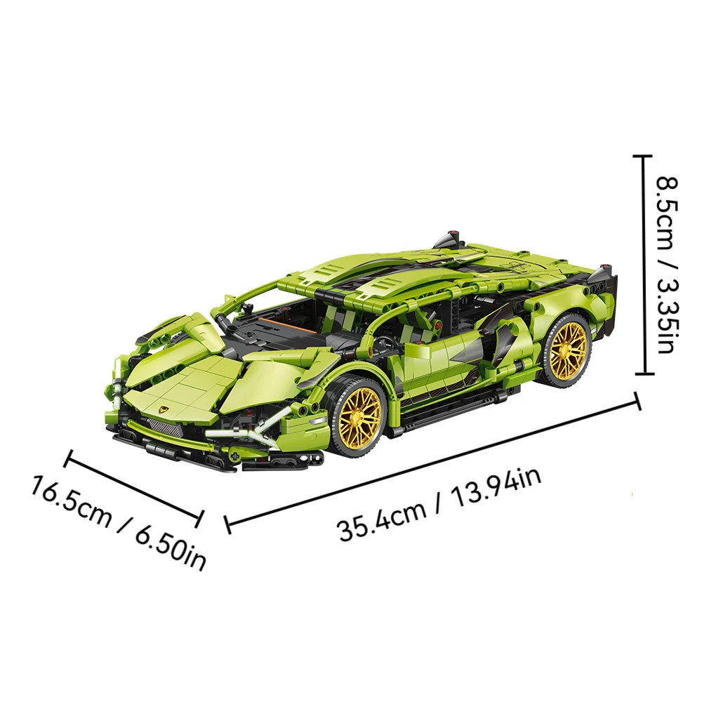MOC Technical Racing Power Sport Car Model Building Blocks  Green Speed Supercar Brick Toy Birthday Christmas Halloween Gifts
