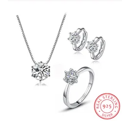 Moissanite Jewelry Set With 1CT D Color VVS 3EX moissanite stone pass diamond test Wedding Luxury Fine Jewelry gift