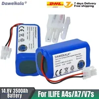 Daweikala 14.8V 3500mAh 14.4V Lithium Battery For ILIFE A4 A4s V7 A6 V7s Plus Robot Vacuum Cleaner ILife 4S1P Real Capacity
