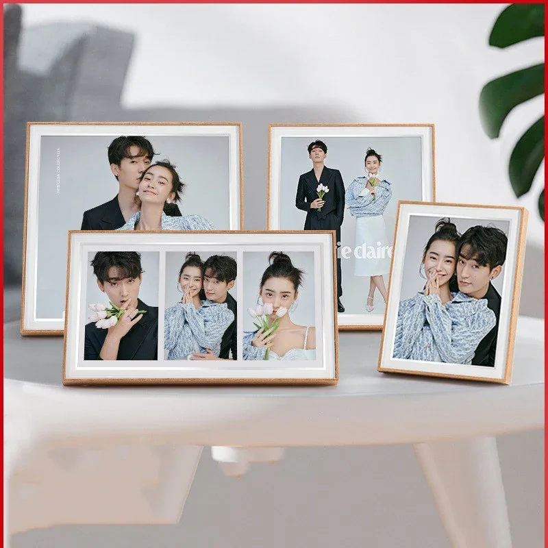 Creative Wooden Photo Frame Minimalist Picture Frame Glass Tabletop DisplayStylish Photo Frame for Home Decor