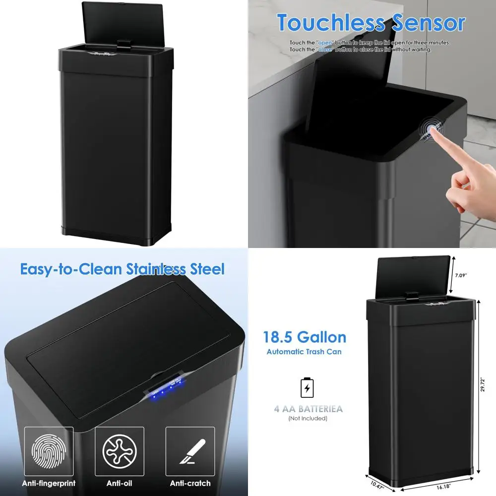 

Smart Automatic Trash Can with Touchless Motion Sensor and Soft-Closing Lid, Including Bag Holder
