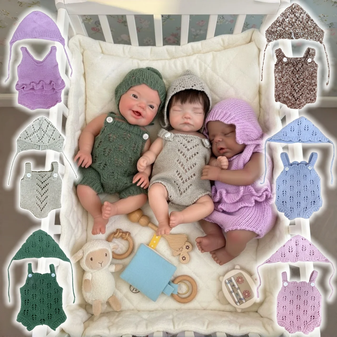 

Набор разноцветных свитеров, подходящий для силиконовых кукол размером 10–12 дюймов, аксессуаров для кукольной одежды, 7-цветных милых свитеров.