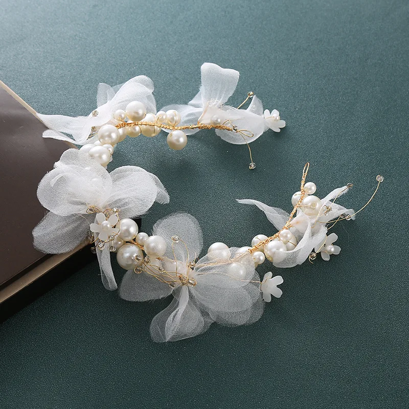 Princess Flower Headpiece Bridal Hair Accessories Flower Girls Headband Vine For Communion Wedding Birthday Party Photograph