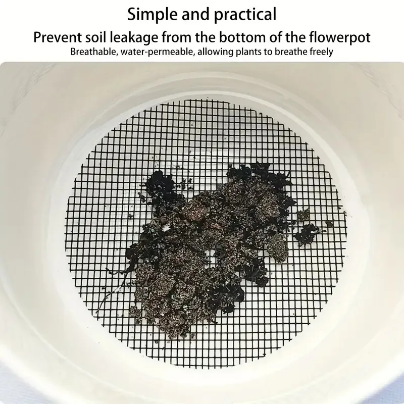 Planter Bottom Grid Mat 20pcs Drainage Mesh Hole Screen Breathable Plant Garden's Drainage Mesh Sturdy Succulent & Bonsai Pot
