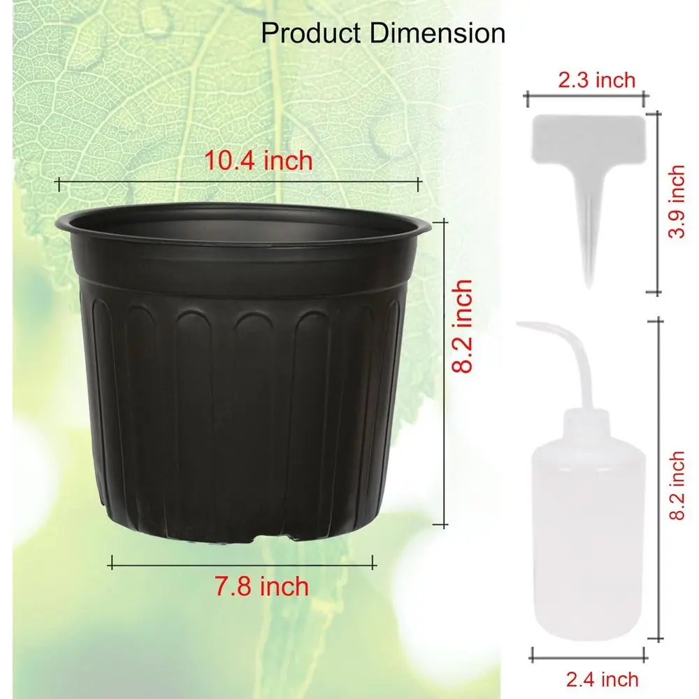 24-Pack 3 Gallon Flexible Plastic Plant Pots with 30 Labels, Thickened Seed Starting Containers for Indoor/Outdoor Plants, Seedl