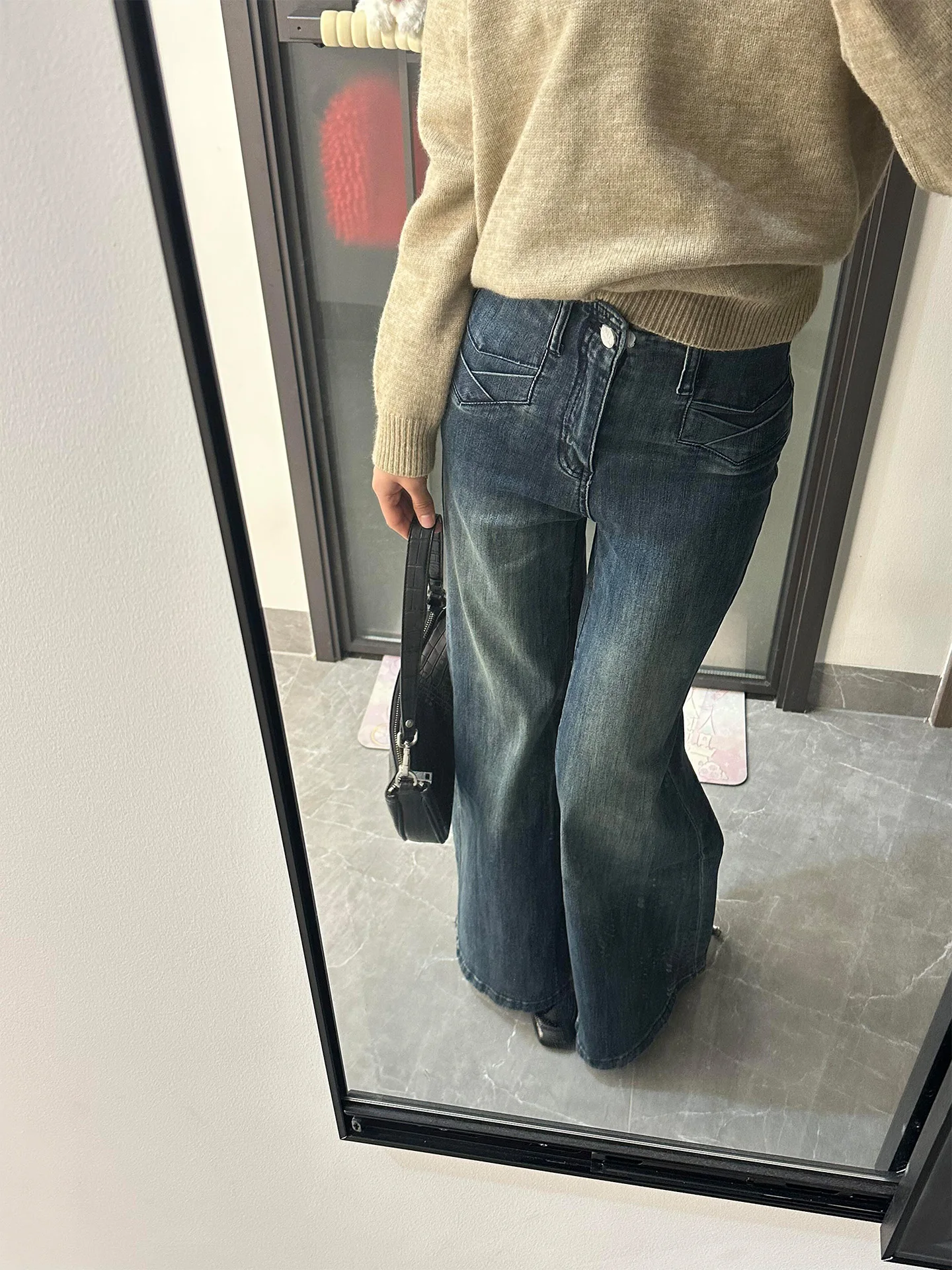 

Washed Blue Micro Flared Wide Leg Jeans Women's Summer New Style Slimming Hoof American Style High Waist Denim Pants