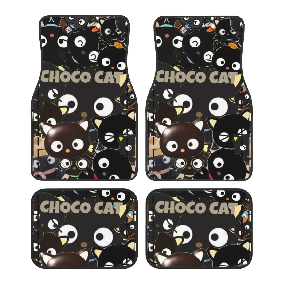 

Chococats Kawaii Black Cat Floor Mats for Cars All-Weather Waterproof Floor Mats Liner Full Set Car Accessories