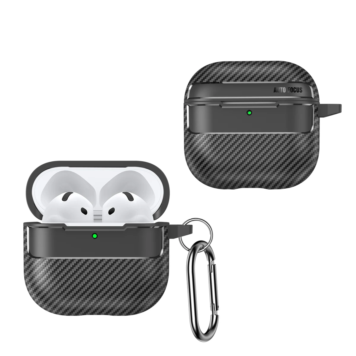 Shockproof Case for Airpods 4 Cover Carbon Fiber Texture Black Clear Shell for AirPods4 Coque for Airpod 4 ANC Accessories Hook