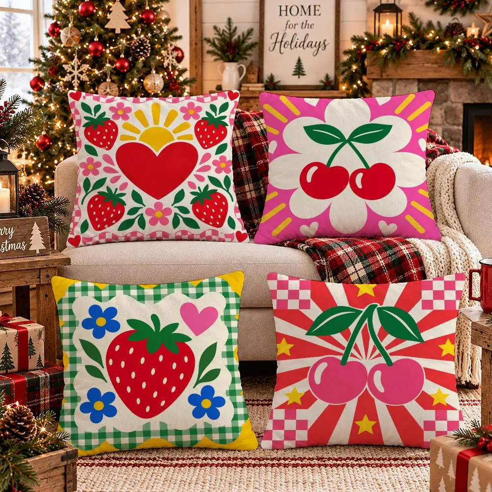 Positive Pop Cushion Cover 1/4Pcs Soft Plush Throw Pillow Cover Double-Sided Print Sofa Living Room Decor