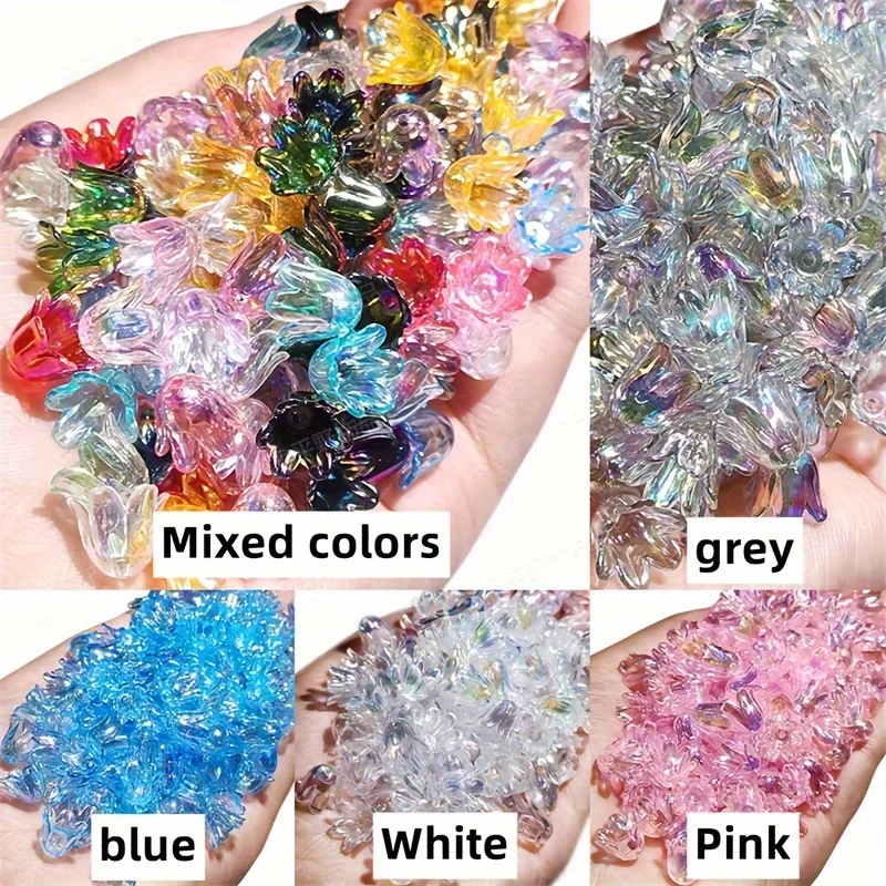 

330pcs 10mm AB Colorful Acrylic Flashy Lily of the Valley Beads; DIY Bracelet, Necklace, Mobile Phone Chain, Accessory Comp