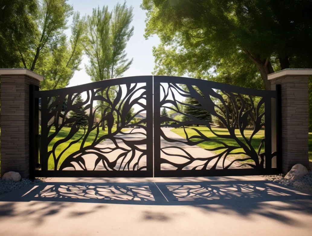 Custom High-end Wrought Iron Swing Security Gate for Villa Hotel & Industrial Courtyard Entrances