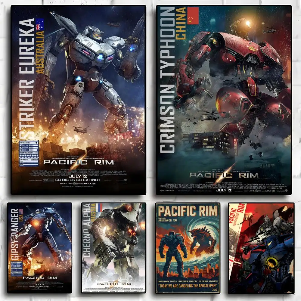 Póster de la exposición de caligrafía y pintura de películas de Pacific Rim, foto, pintura al óleo sobre lienzo de fibra sintética para sala de estar y comedor
