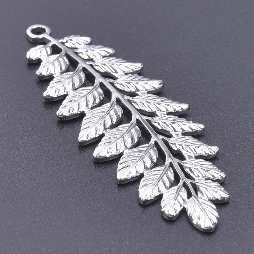 6pcs Silver Color Plant Tree Leaf Flower Charms For Jewelry Making Earring Necklace Connector Stainless Steel Charm Pendant Bulk