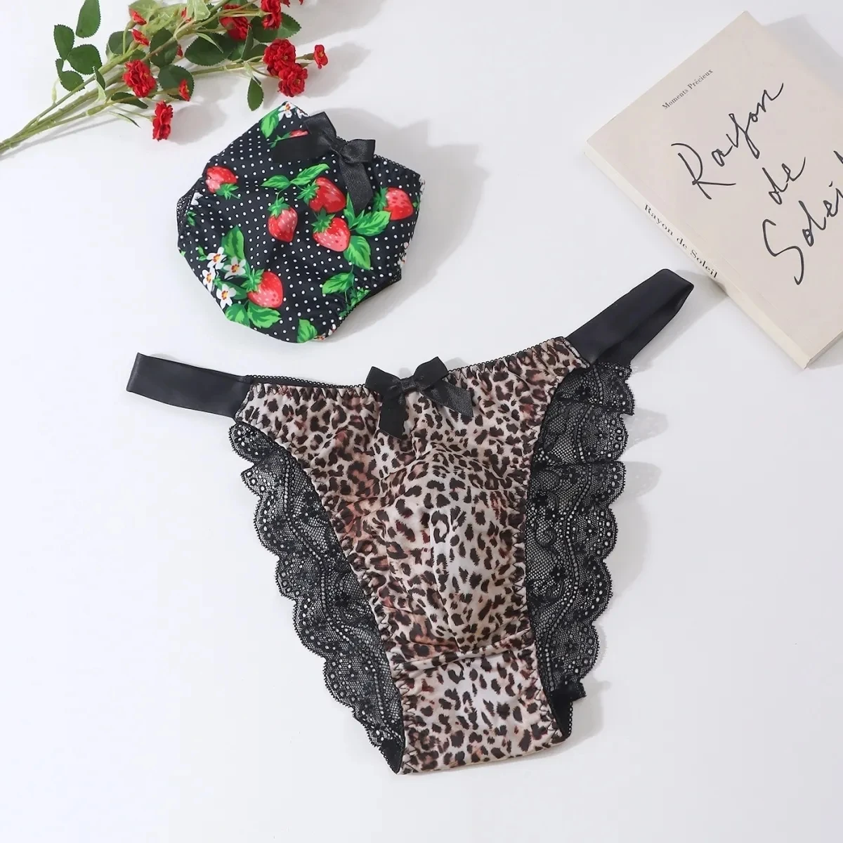 رجل ثونغ ملخصات ليوبارد الدانتيل عرض حي الدانتيل BF اللباس الداخلي