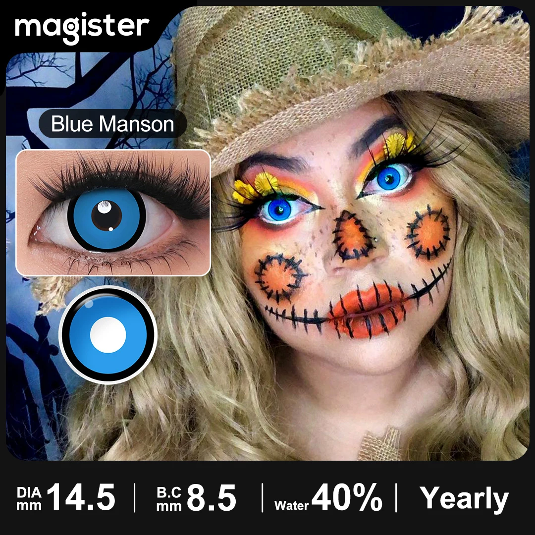 1 Pair Halloween Color Contact Lens Manson Cosplay Contact Lens Yellow Manson Cosplay Lens Red Cat Eyes Costume Contact Lenses