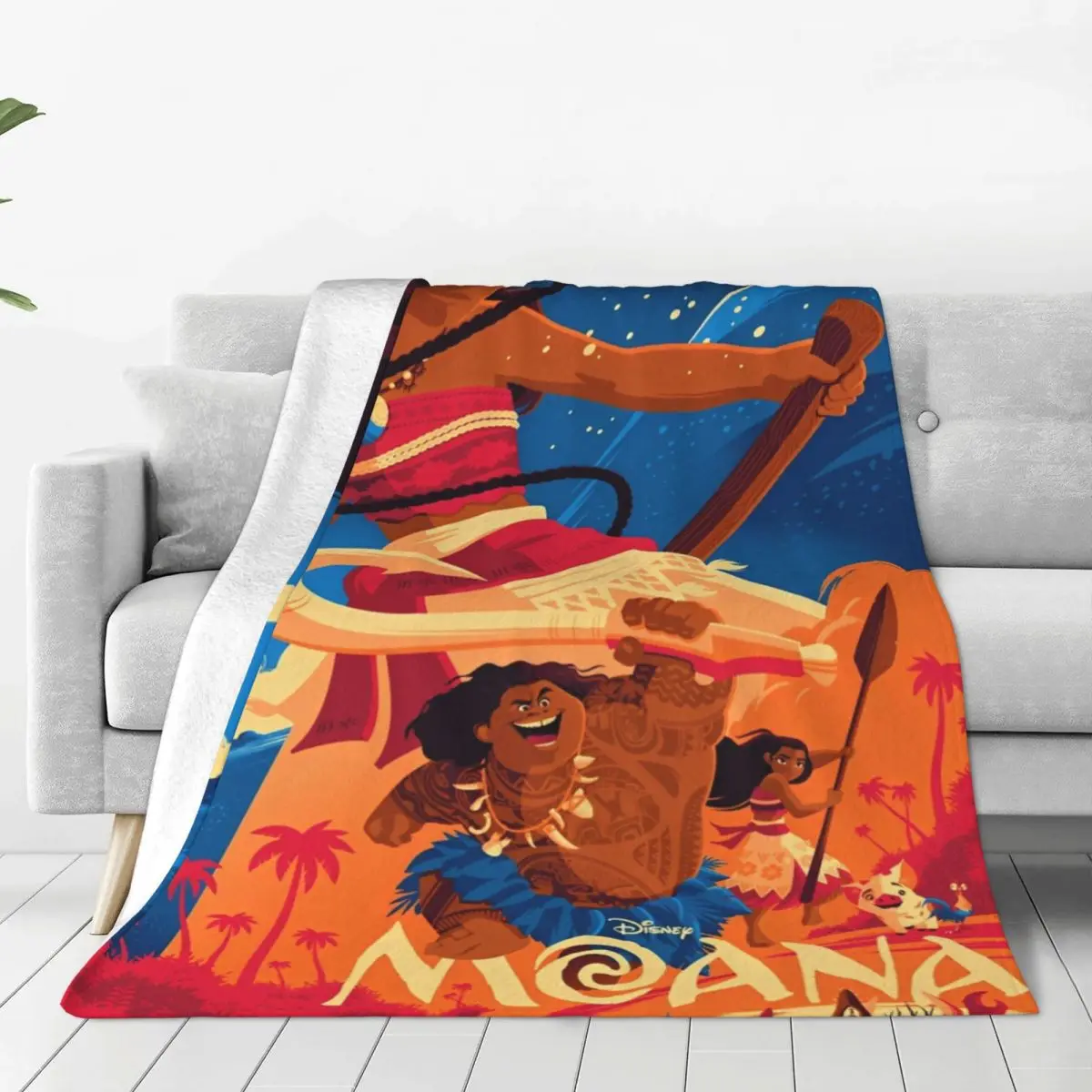 Anime Moana Maui Throw Baby Cartoon Blanket Quality Super Warm Throw Blanket Winter Travel Bedroom Funny Bedspread