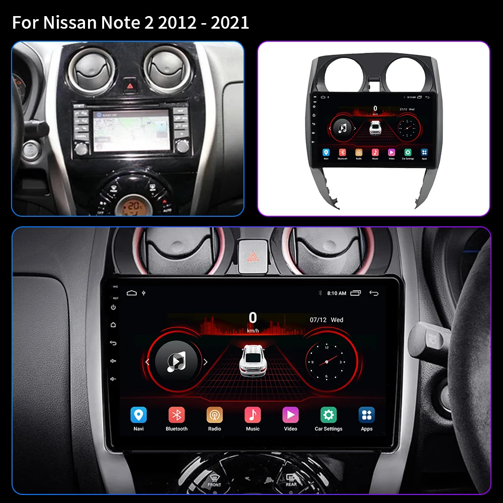 Android 12 Car Radio For Nissan Note 2 E12 2012 - 2021 Multimedia Video Player GPS Navigation Auto 4G Carplay DVD 2 Din Stereo