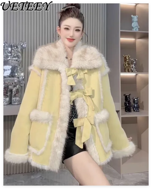 2025 جديد الشتاء سميكة الدافئة اصطف فضفاض التخسيس تنوعا معطف الفرو للنساء الملابس منتصف طول الفراء سترة معطف سترة #1