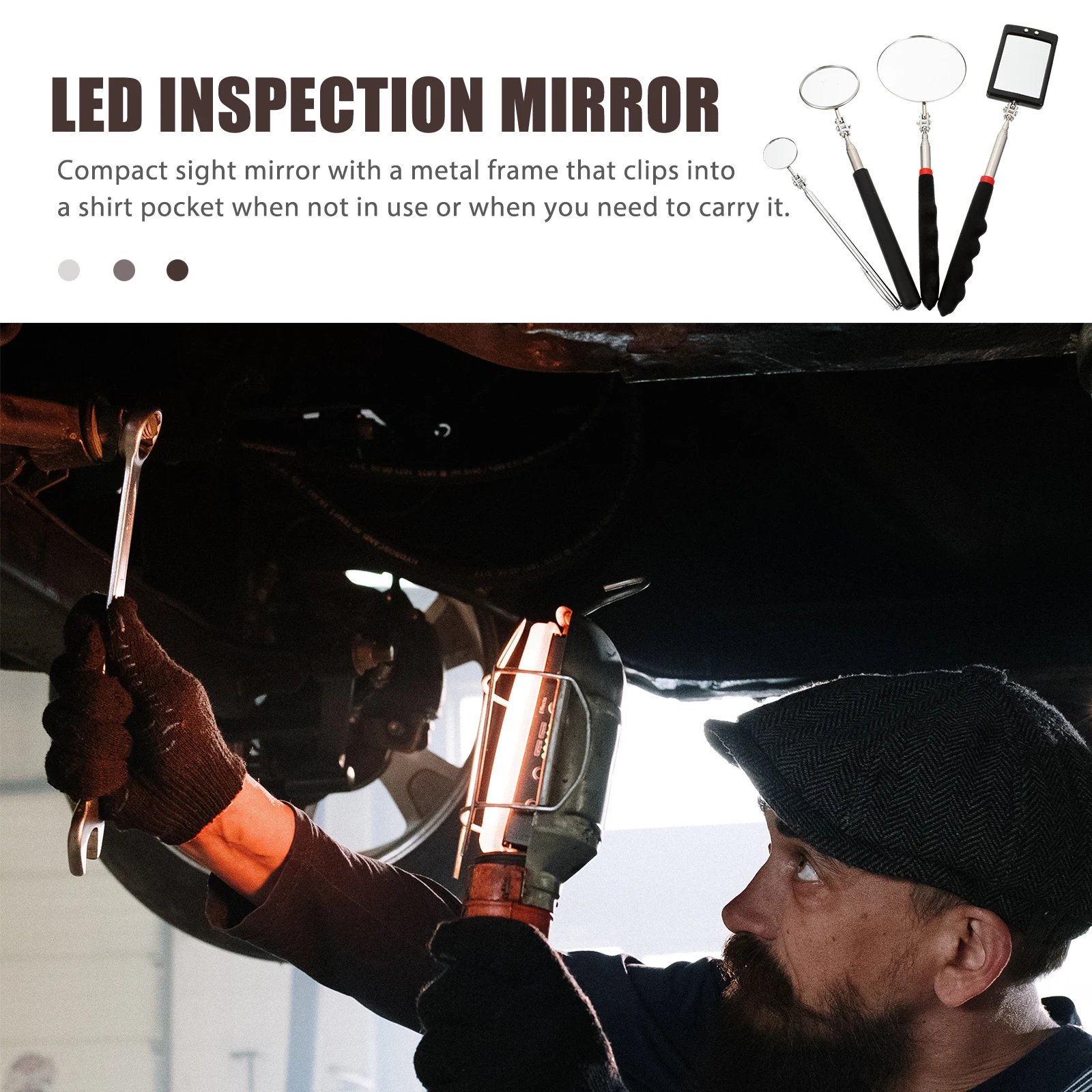 

4pcs Mechanic For Auto Inspection Repair Flexible Viewing Telescoping Auto Inspection Mirror Tool Telescope Mirror