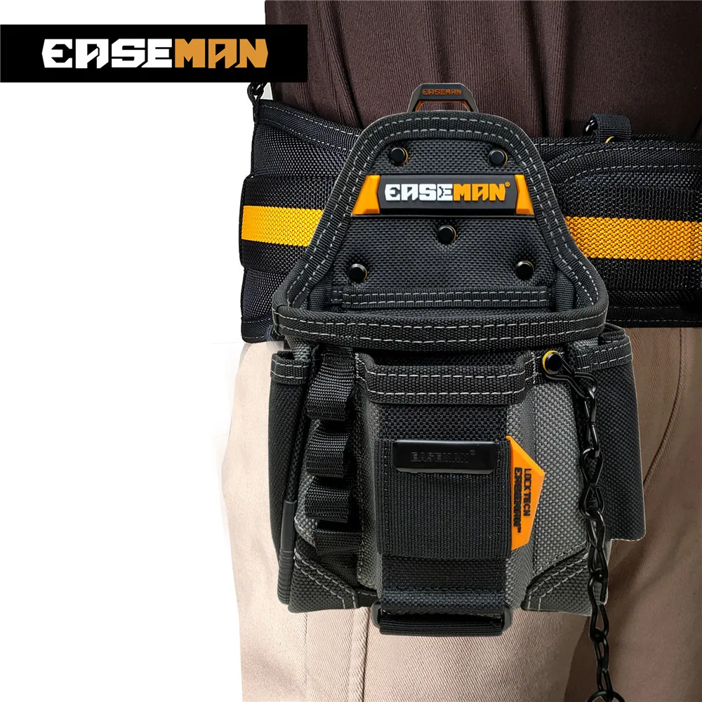 EASEMAN-Heavy Duty Ferramenta Belt Bag com suporte traseiro, Organizador Gancho Rápido, Oxford Pano Ferramenta De Armazenamento, Ferramentas