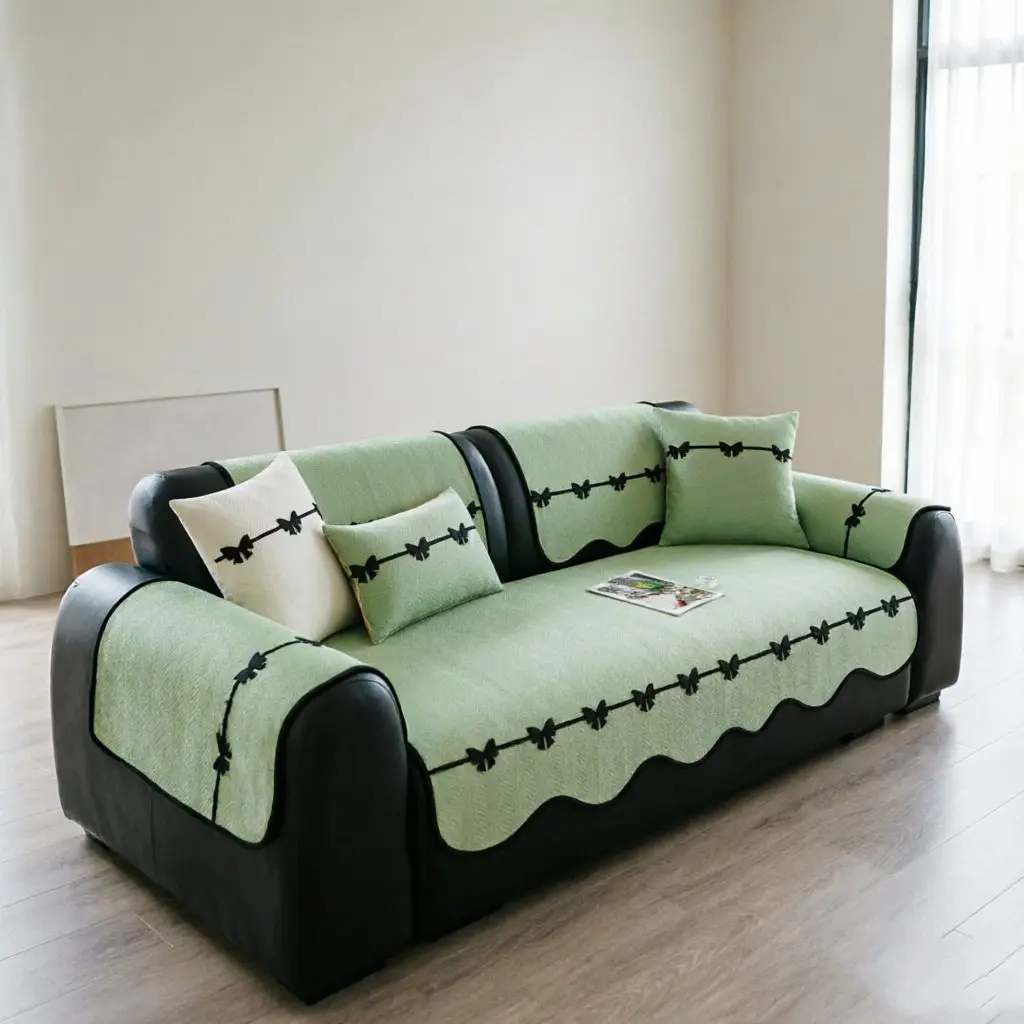 Ice Silk Cool Feeling Sofa Cover Summer Universal Non-Slip Sofa Towel Irregular Shaped Couch Cushion Funiture Protector Decor