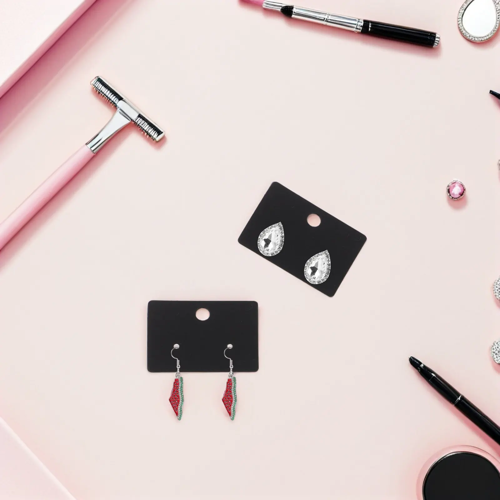 

100 шт. коробок для упаковки ювелирных изделий, картонные держатели для сережек 1,77x1,26 дюйма, черные, для продажи, для малого бизнеса и продавцов