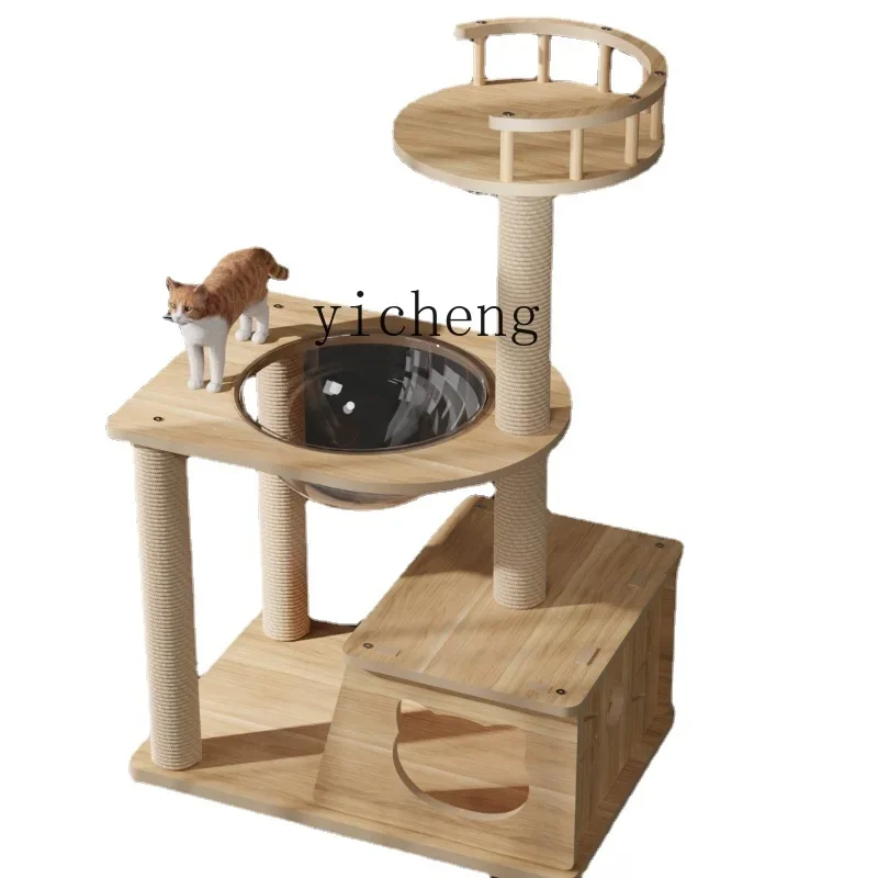 XL Cat Climbing Frame Cat Nest Integrated Scratching Tree through Tianzhu Space Capsule Small Large Solid Wood Jumping Platform