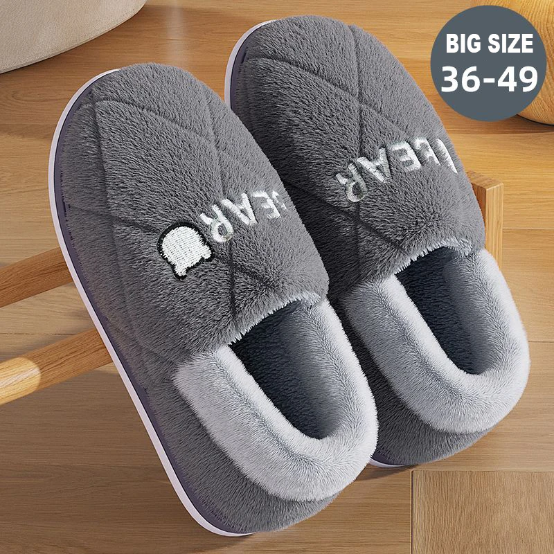 Fur Slippers For Women Men Winter Furry Fashion Warm Ankles Plush Cozy Slides For Home Indoor Soft Sole Non-slip Cotton Shoes