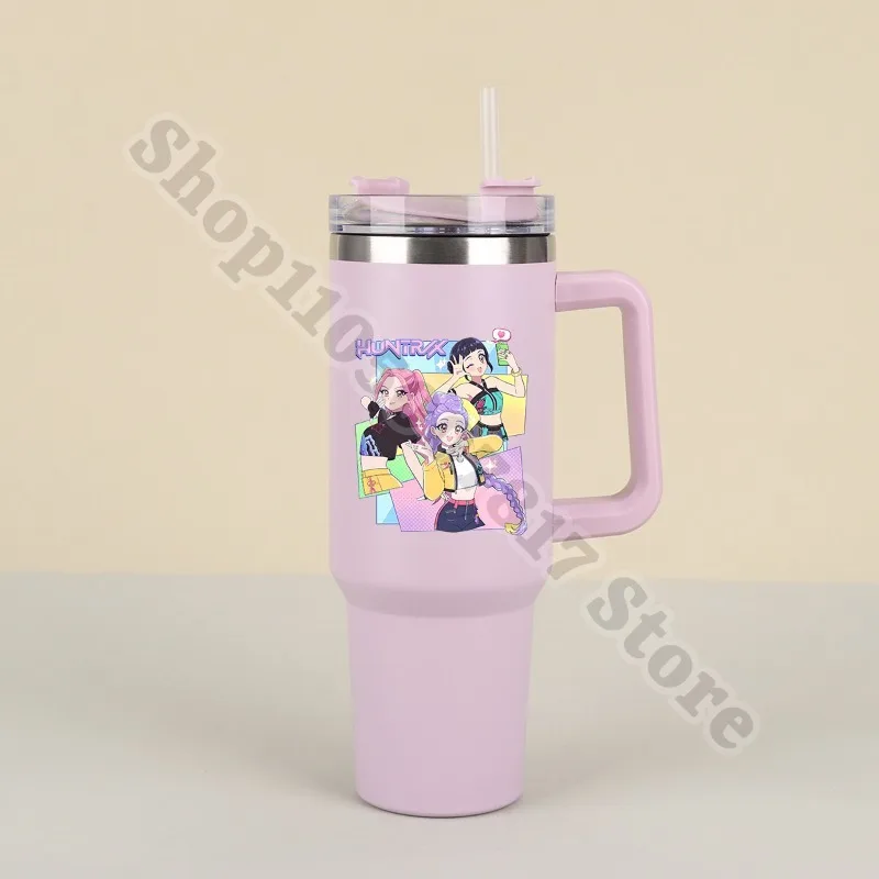 زجاجة مياه رياضية للأطفال من KPop Demon Hunters مع شفاطة 40 أونصة محمولة من الفولاذ المقاوم للصدأ كوب معزول للأطفال أكواب عصير للمشروبات الباردة #6