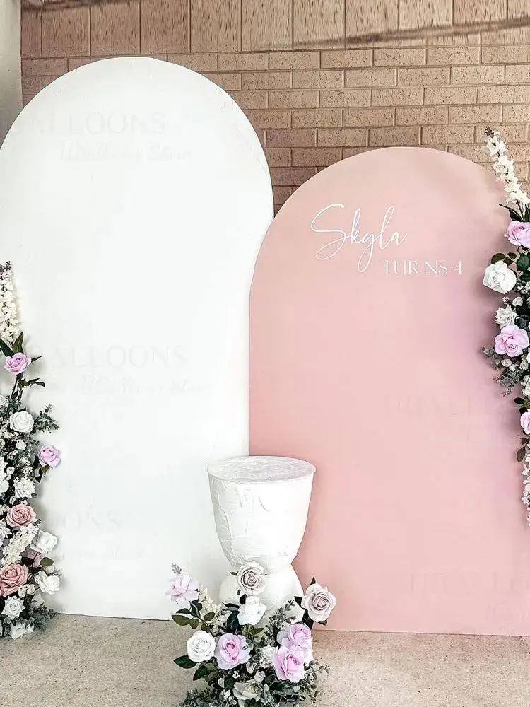 Couverture d'arc rose Double face 1.8/2/2.2m, couverture de support d'arc de Chiara blanc poussiéreux rose pour anniversaire, réception-cadeau pour bébé, décor d'arrière-plan de mariage
