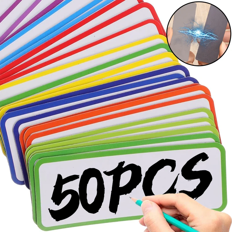 5-50PCS Blank Dry Erase Magnetic Labels Name Stickers Soft Whiteboard Magnet Tags for Home Refrigerator Office School Supplies