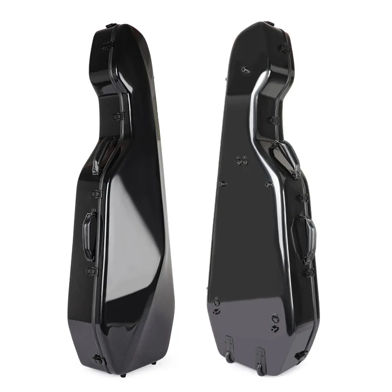 4/4 Full Size Cello Case, Fiberglass Hard Shell, Waterproof Shockproof, White Glossy Finish, Protective Instrument Box