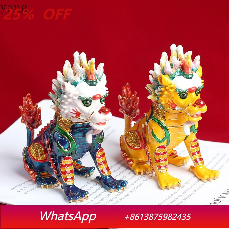 CX New Chinese Style Metal Enamel Crafts Pixiu Kirin Desk Decoration