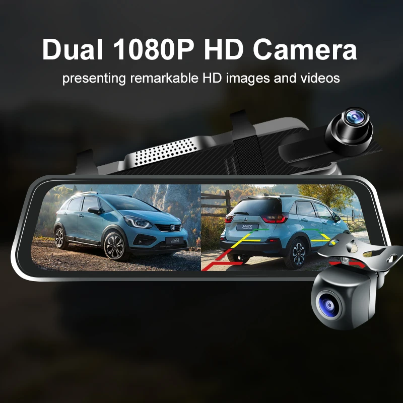 9,66 Zoll Stream Media Auto DVR 1920*1080P Auto Black Box Vollbild Touch Kamera Recorder Dash Cam
