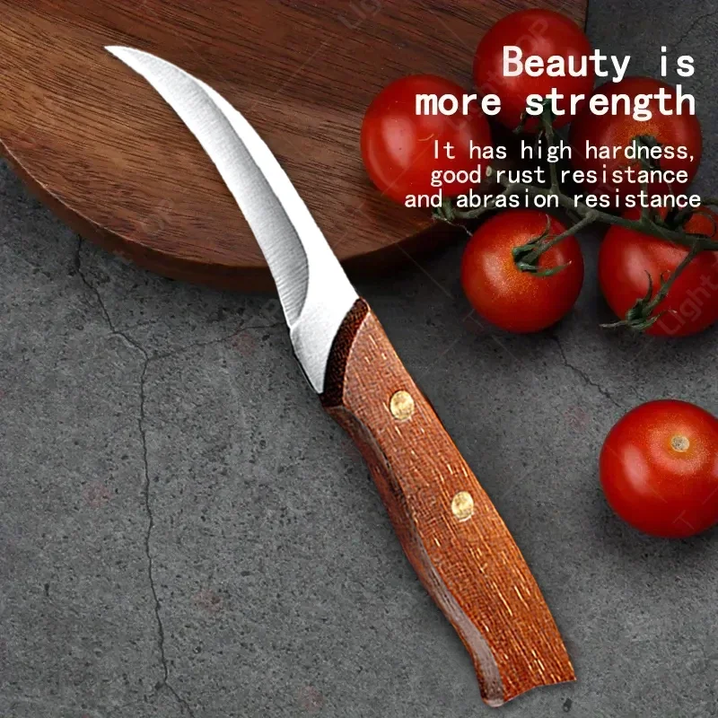 Stainless Steel Butcher Knife Mushroom Knife BBQ Tool Professional Kitchen Knife Multifunctional Paring Knives Wooden Handle