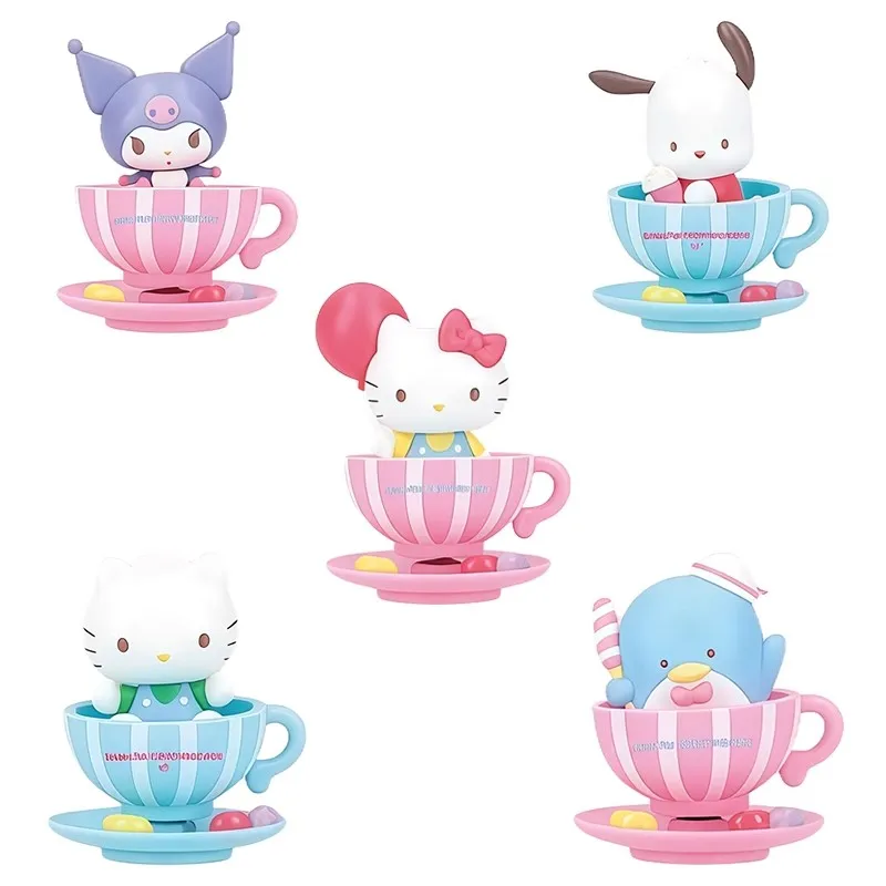 5 Buah Mainan Gashapon Karakter Sanrio Cangkir Kopi Hello Kitty untuk Hadiah Anak-anak Model Koleksi Ornamen