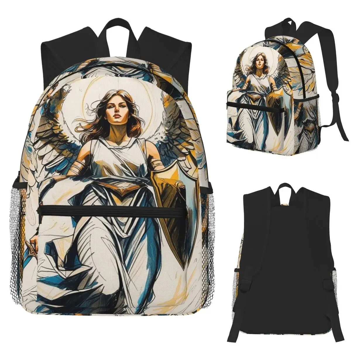 

Студенческий рюкзак Warrior Angel, школьная сумка, походный дорожный рюкзак для мужчин и женщин, сумка для книг, сумки на плечо