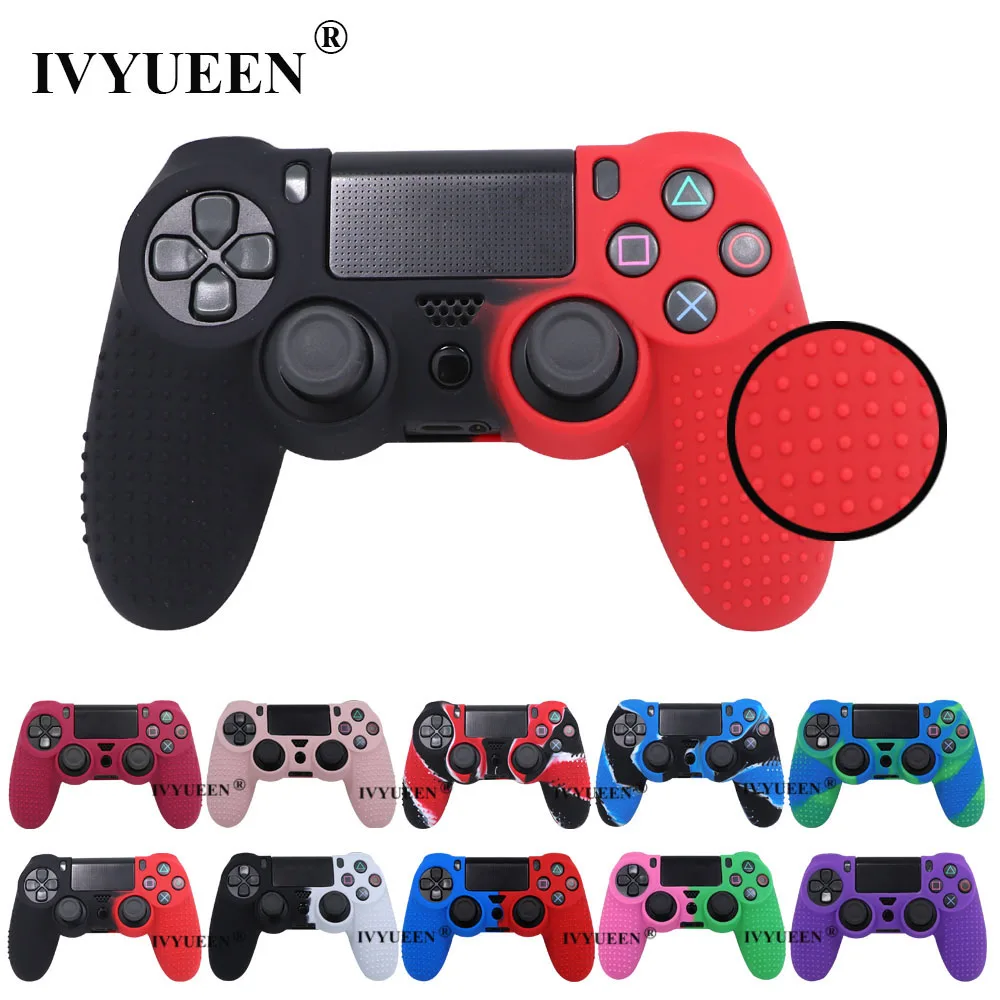 IVYUEEN Anti-SlipซิลิโคนสำหรับSony Dualshock 4 PS4 Pro Slim Controller CamoและStick GripหมวกสำหรับPlay Station 4