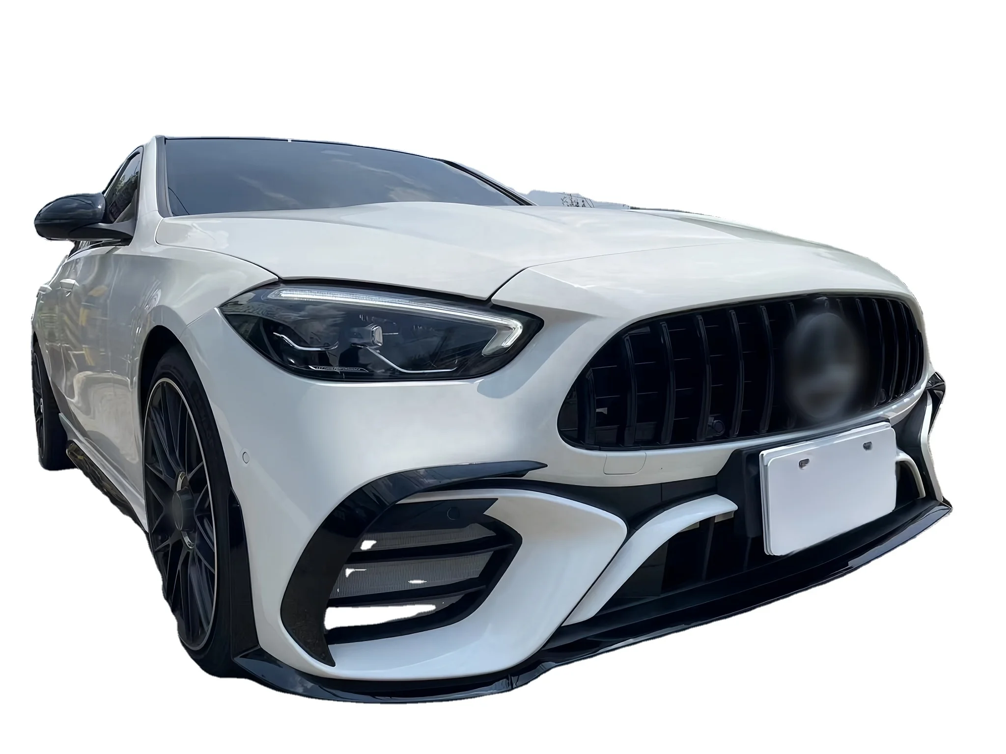 Real Full Bodykit For Benz W206 C Class New C63S Front Rear Bumper Skirts Rear Diffuser Exhaust Pipe Grill Splitter Clips